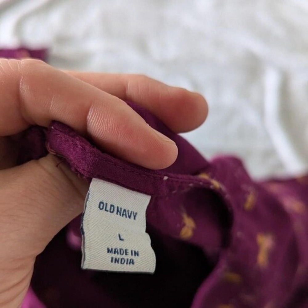 Old Navy Womens Purple Floral Ruffle Sleeve Shift Dress Large Plum Boho Tunic - Picture 6 of 9